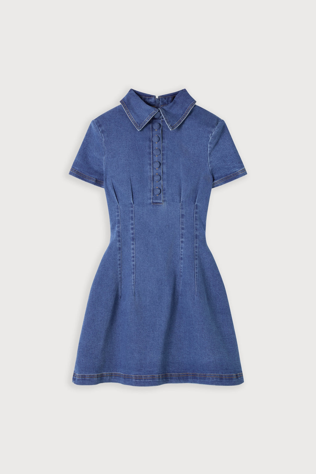 Cotton Mix Denim Collared Mini Dress