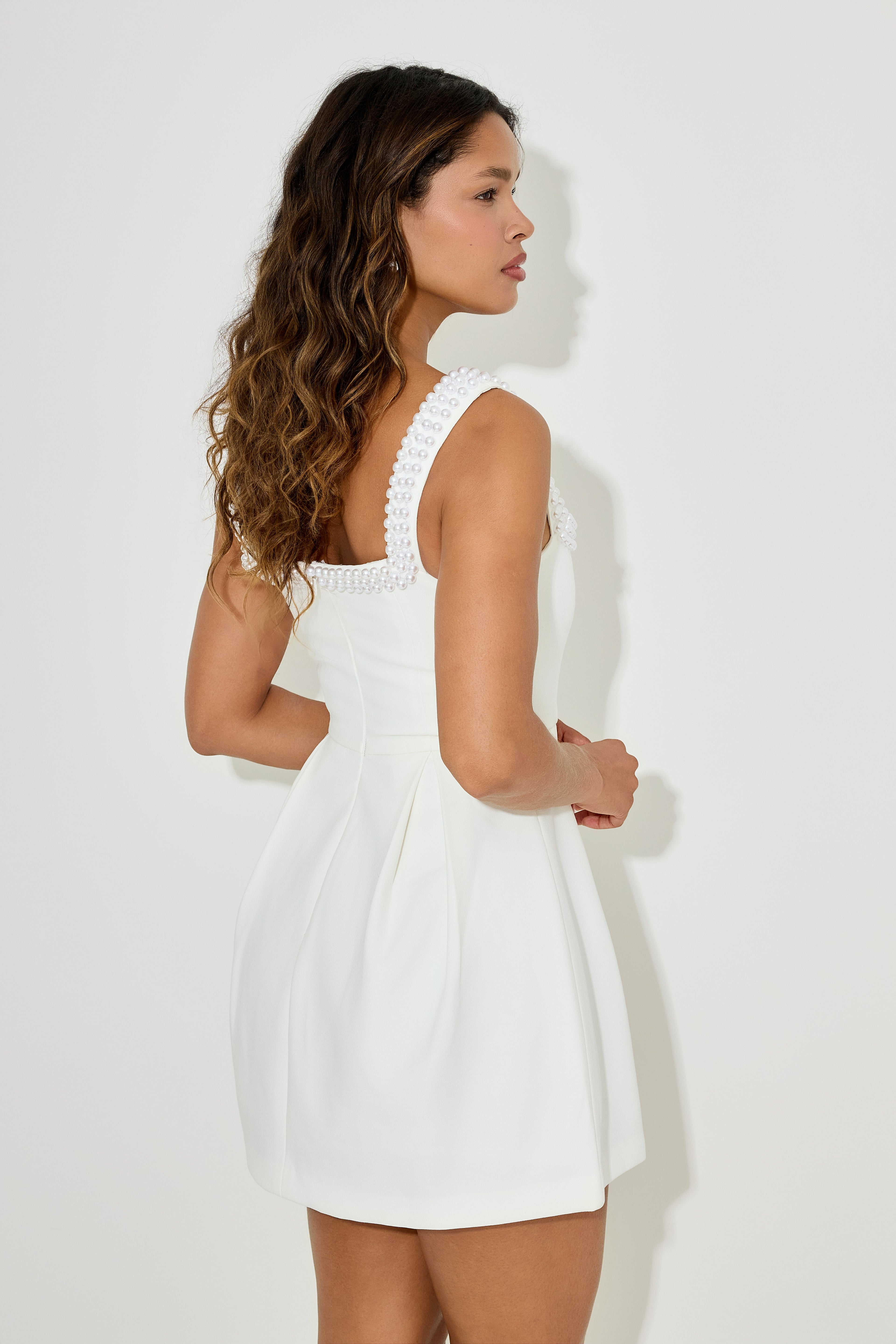 Pearl Trim Mini Dress