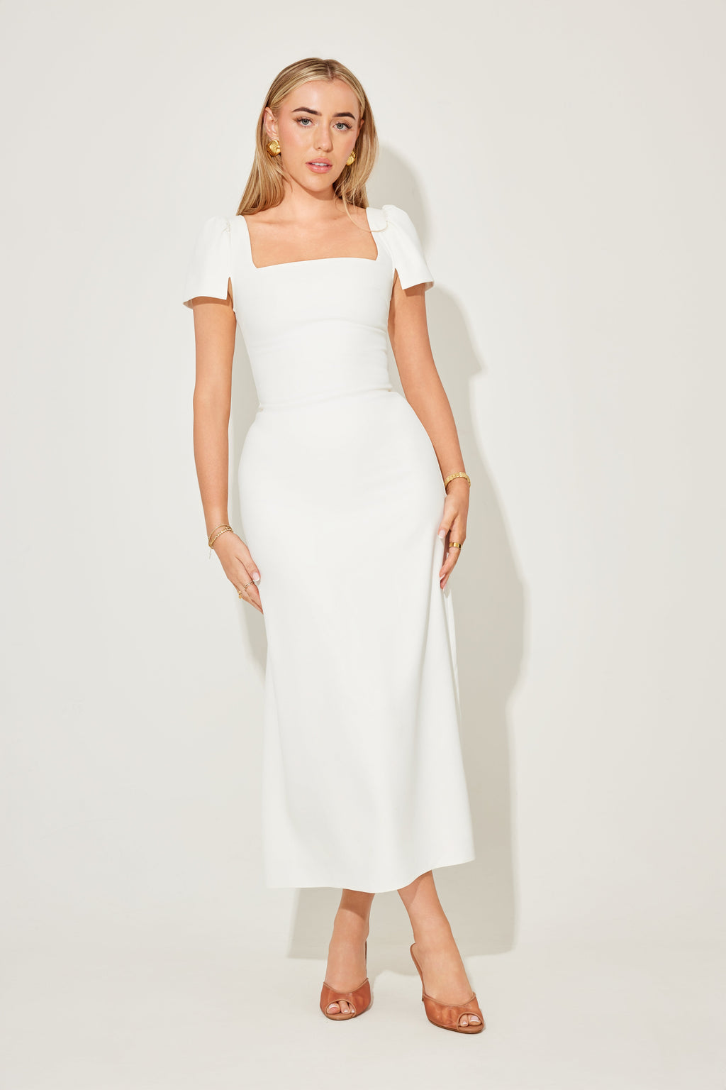 Square Neck Slip Midi Dress
